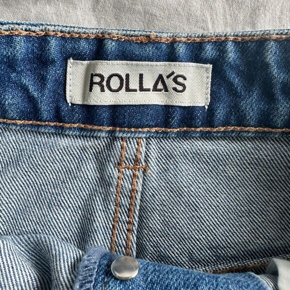 Rolla’s High Waist Distressed Hem Denim Mini Skirt Size 27 New - Picture 3 of 6